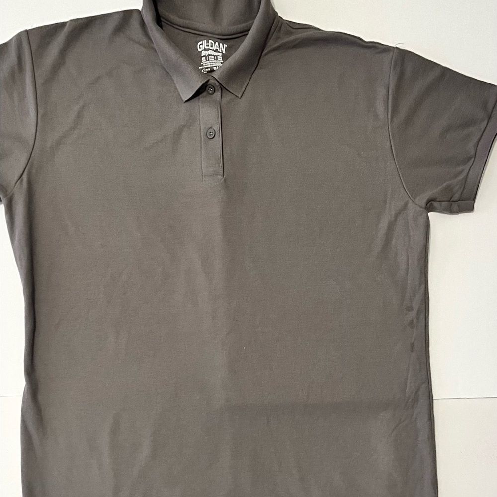 Gildan Gray Fitted Polo Button Down - Picture 2 of 4